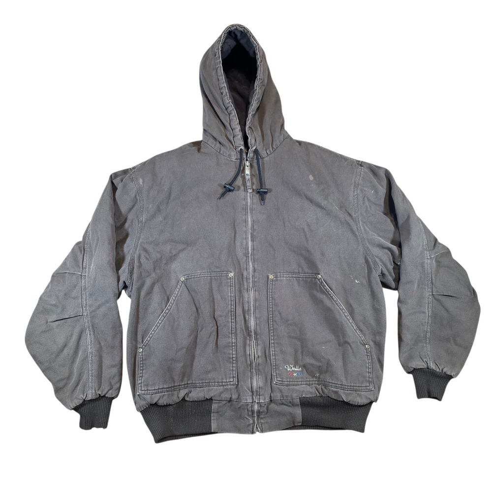 Walls Mens XL Tall Zero-Zone Hooded Work Jacket Brown Canvas Insulated Workwear